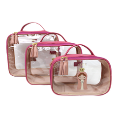 Kit Necessaire Crystal com 3 Nossa Senhora em Couro Personalizada