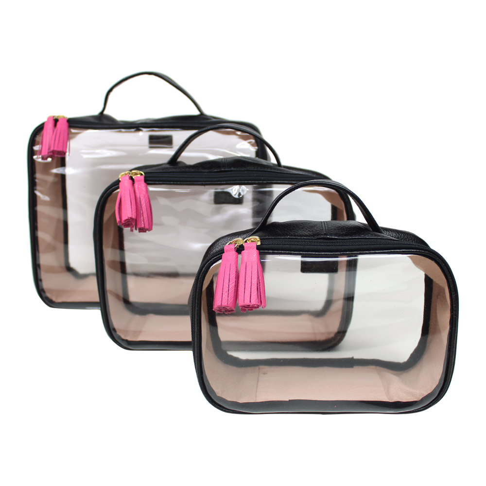 Kit Necessaire Crystal com 3 em Couro e Vinil Personalizado