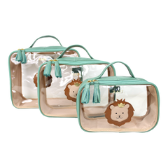 Kit Necessaire Crystal com 3 Rei Leão em Couro Personalizada