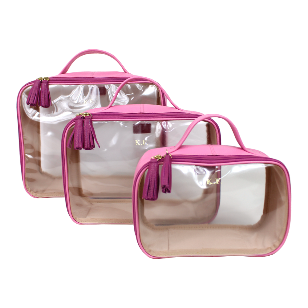 Kit Necessaire Crystal com 3 em Couro e Vinil Personalizado