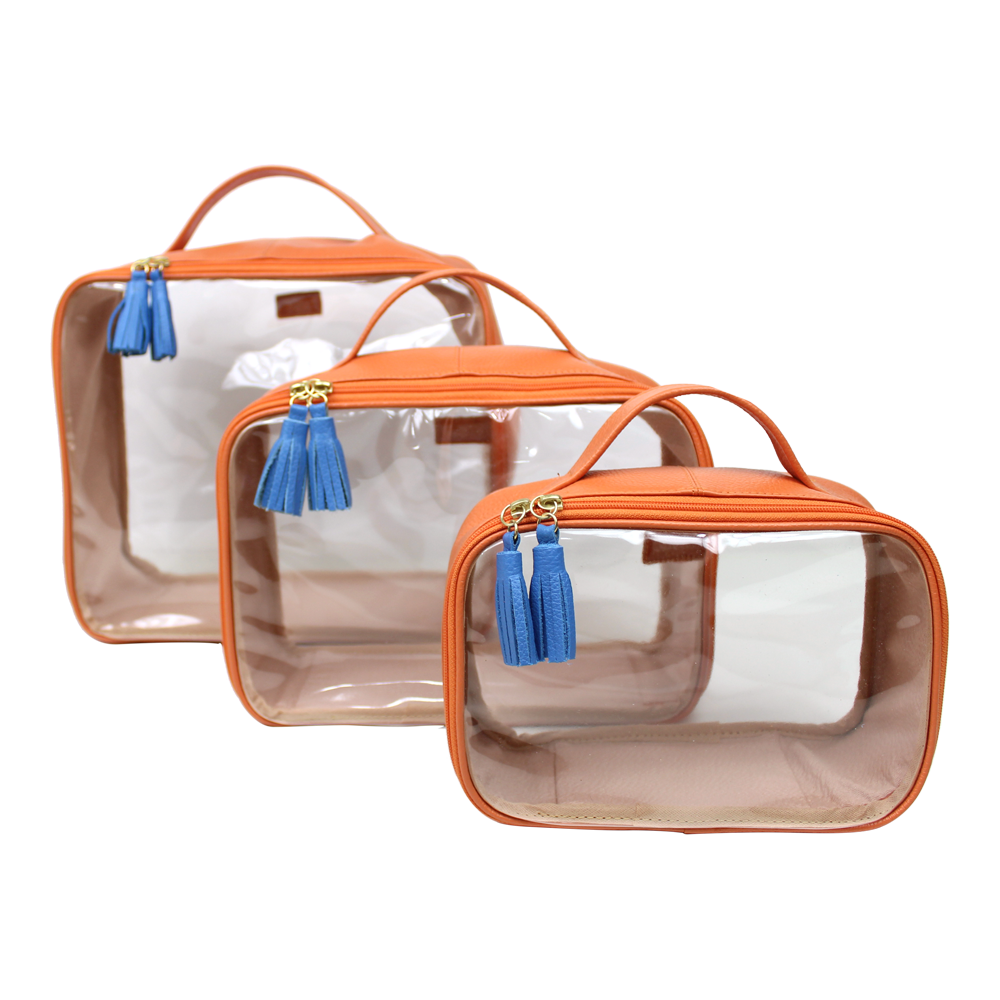 Kit Necessaire Crystal com 3 em Couro e Vinil Personalizado