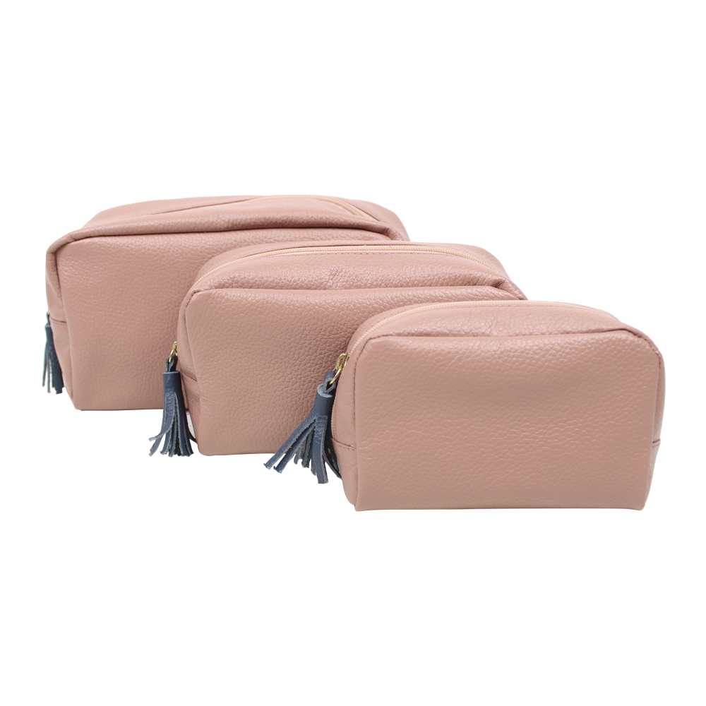 Kit Necessaire Julie com 3 em Couro Personalizada