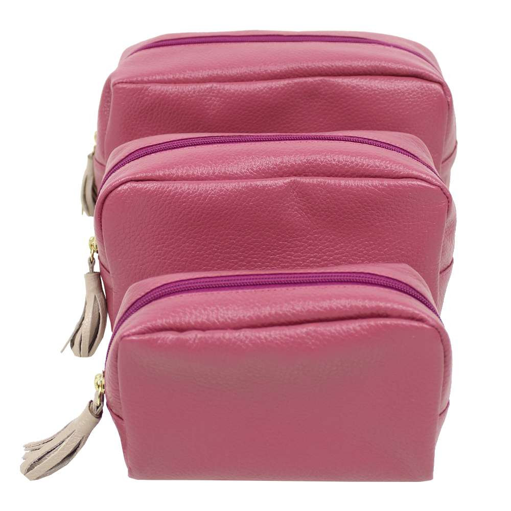Kit Necessaire Julie com 3 em Couro Personalizada