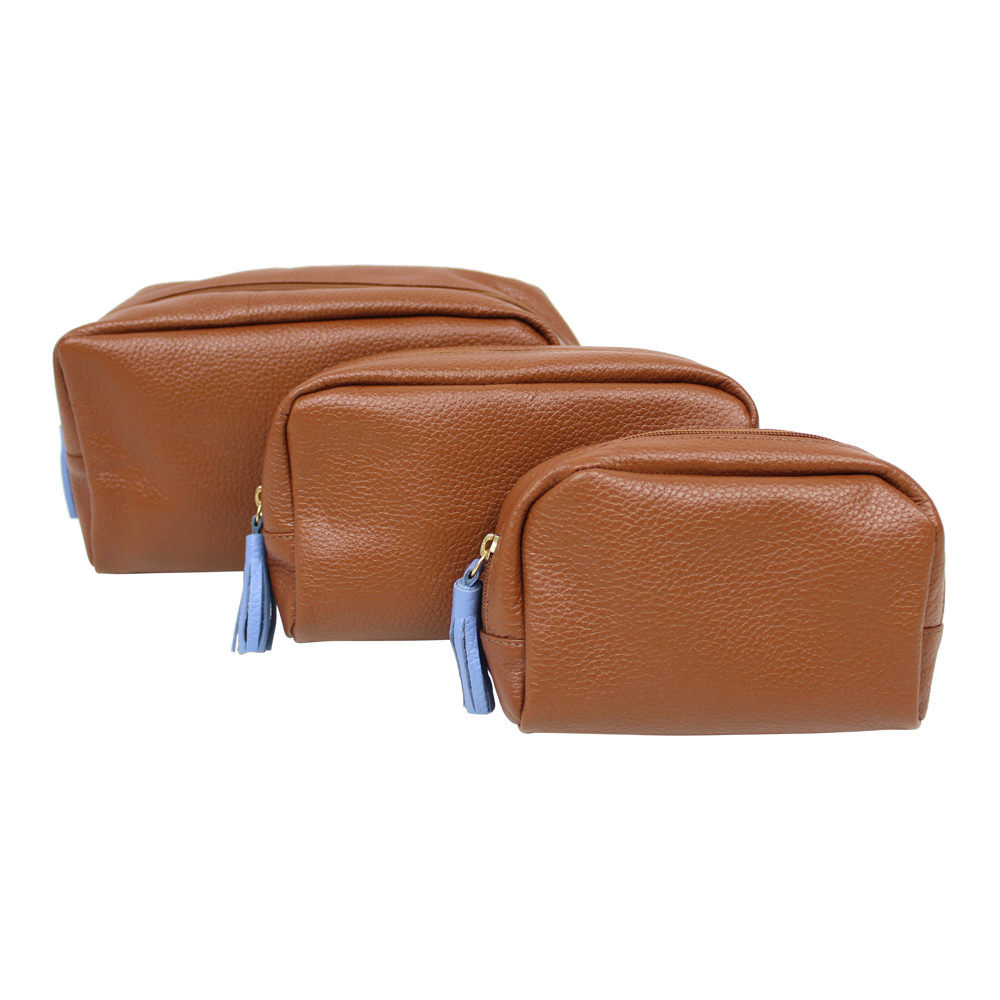 Kit Necessaire Julie com 3 em Couro Personalizada