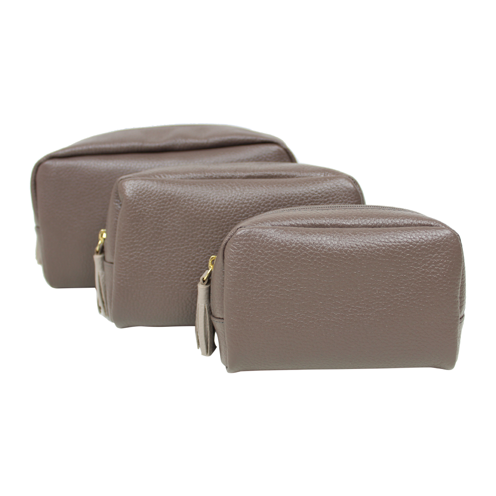Kit Necessaire Julie com 3 em Couro Personalizada