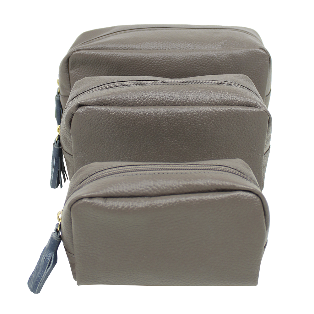 Kit Necessaire Julie com 3 em Couro Personalizada