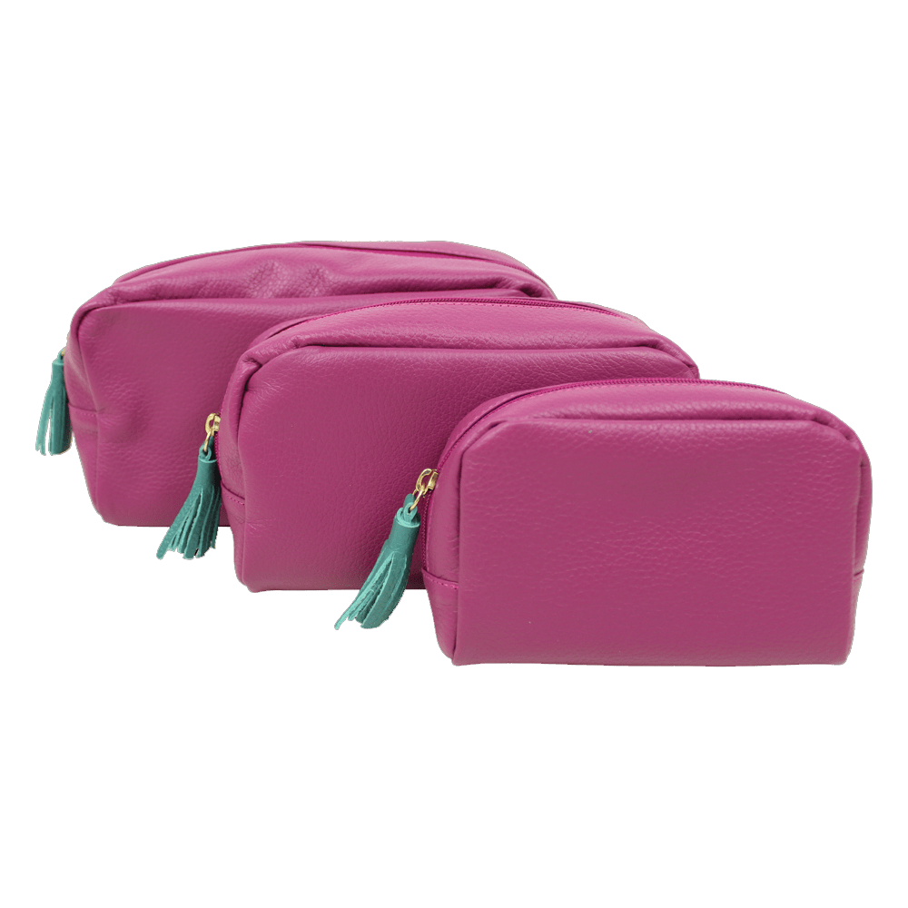 Kit Necessaire Julie com 3 em Couro Personalizada