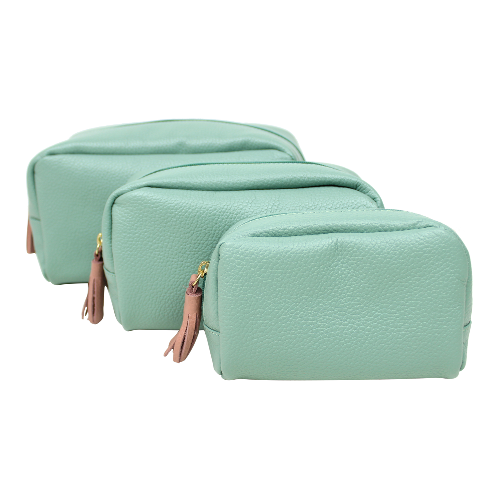 Kit Necessaire Julie com 3 em Couro Personalizada