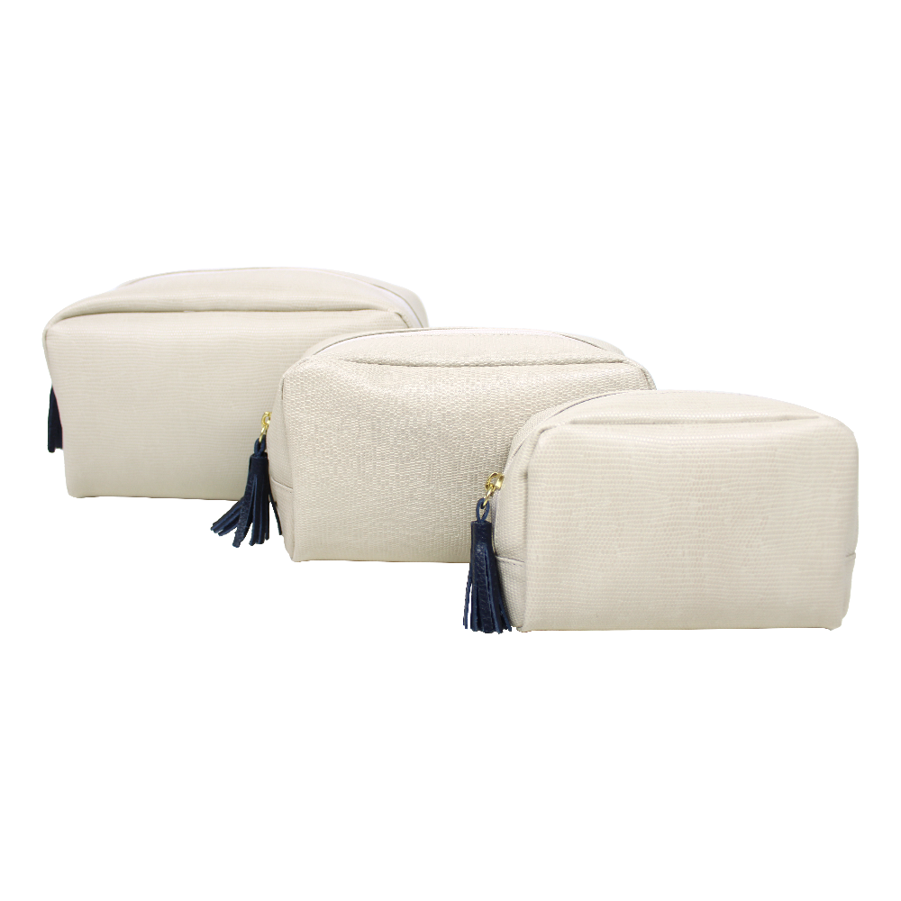 Kit Necessaire Julie com 3 em Couro Personalizada