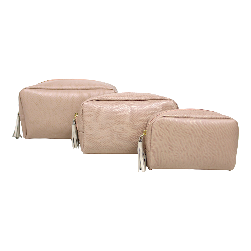Kit Necessaire Julie com 3 em Couro Personalizada