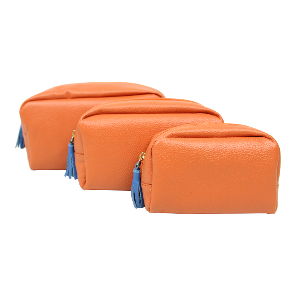 Kit Necessaire Julie com 3 Tangerina Liso com Beach Pronta Entrega