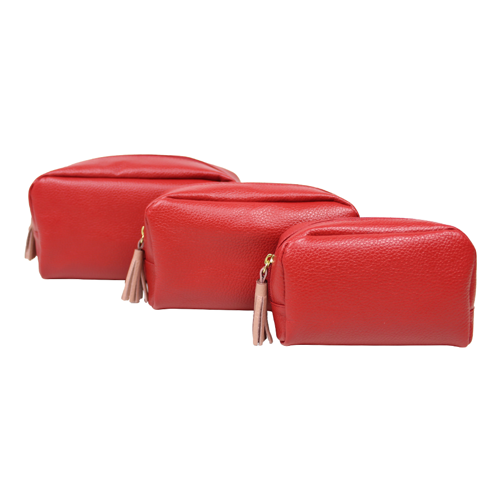 Kit Necessaire Julie com 3 em Couro Personalizada