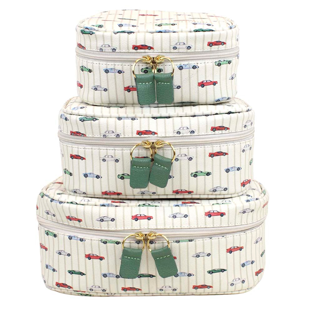 Kit Necessaire Aurora By Mariana Jabur Estampa Carros Couro Personalizada