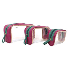 Kit Necessaire Betina Babado Fúcsia Liso com Esmeralda Pronta Entrega