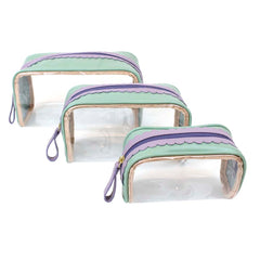 Kit Necessaire Betina Babado Menta Liso com Lilás Liso Pronta Entrega