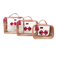 Kit Necessaire Crystal com 3 Laço em Couro Personalizada