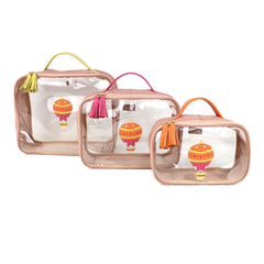 Kit Necessaire Crystal com 3 Balão Sarah em Couro Personalizada