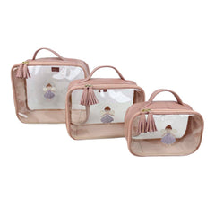 Kit Necessaire Crystal com 3 Fadinha em Couro Personalizada