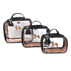 Kit Necessaire Crystal com 3 Cavalo Joca em Couro Personalizada