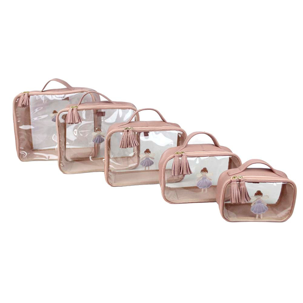 Kit Necessaire Crystal com 5 Fadinha em Couro Personalizada