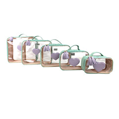 Kit Necessaire Crystal com 5 Coração em Couro Personalizada