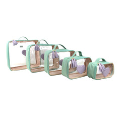 Kit Necessaire Crystal com 5 Coração em Couro Personalizada