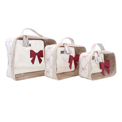 Kit Necessaire Crystal com 3 Laço Coquette Estampa Florença com Chiclete Pronta Entrega