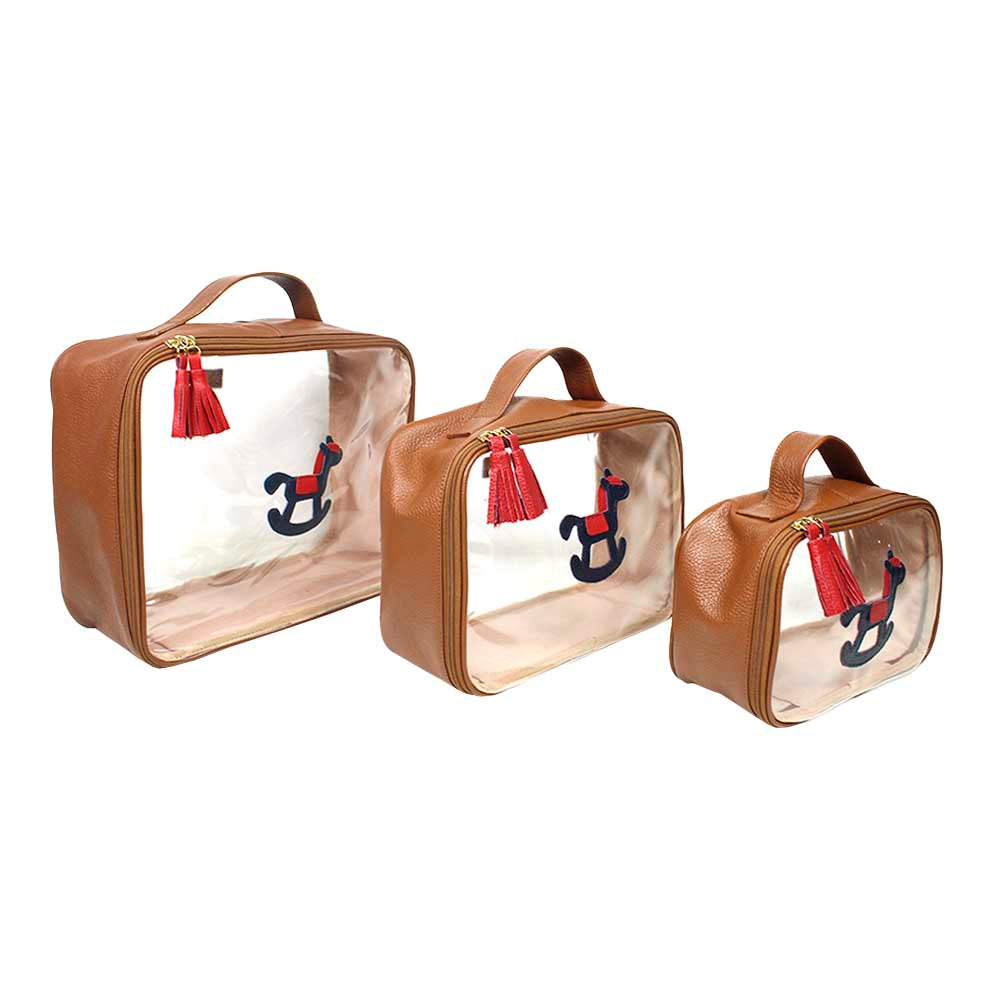 Kit Necessaire Crystal com 3 Little Horse em Couro Personalizada