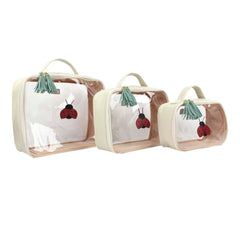 Kit Necessaire Crystal com 3 Joaninha em Couro Personalizada