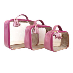 Kit Necessaire Crystal com 3 Rosa Blush com Rosa Chá Pronta Entrega