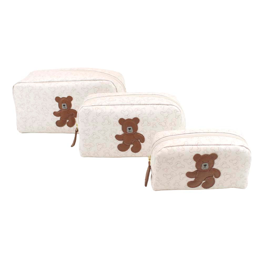 Kit Necessaire Urso Teddy Estampa Ursos com Caramelo Liso Pronta Entrega