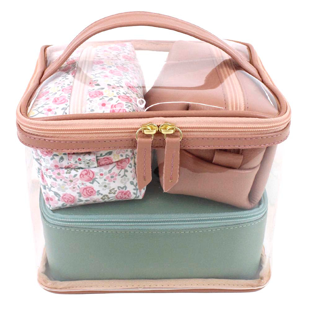 Kit Necessaire Jhude Algodão Doce Liso com Jade e Estampa Bosque Pronta Entrega