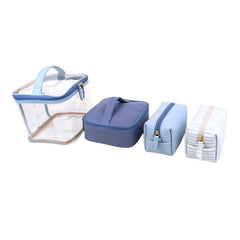 Kit Necessaire Jhude Estampa Listrado Pontilhado em Couro e Vinil Personalizada