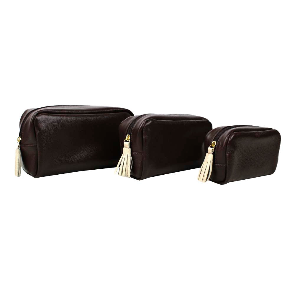 Kit Necessaire Julie com 3 Café com Off White Lesard Pronta Entrega