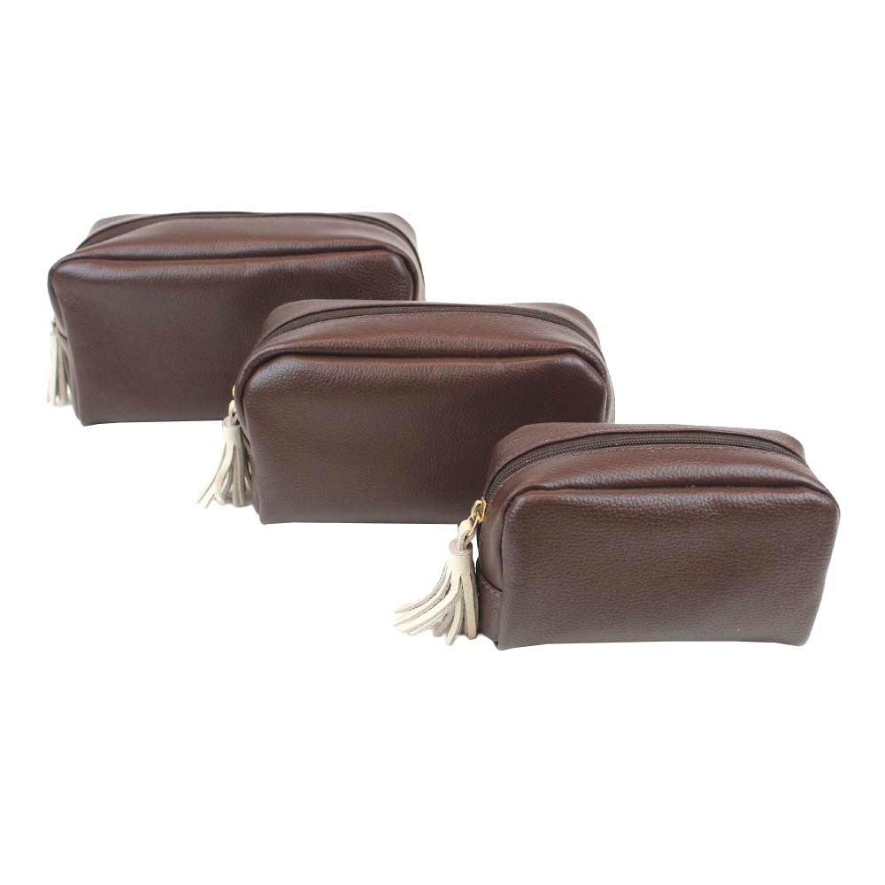 Kit Necessaire Julie Café com Off White Liso Pronta Entrega
