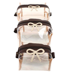 Kit Necessaire Matilde Crystal Laço Rococó Café com Off White Liso Pronta Entrega