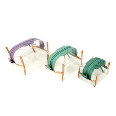 Kit Necessaire Matilde Crystal Laço Rococó Lilás Liso com Menta Liso e Jade Pronta Entrega