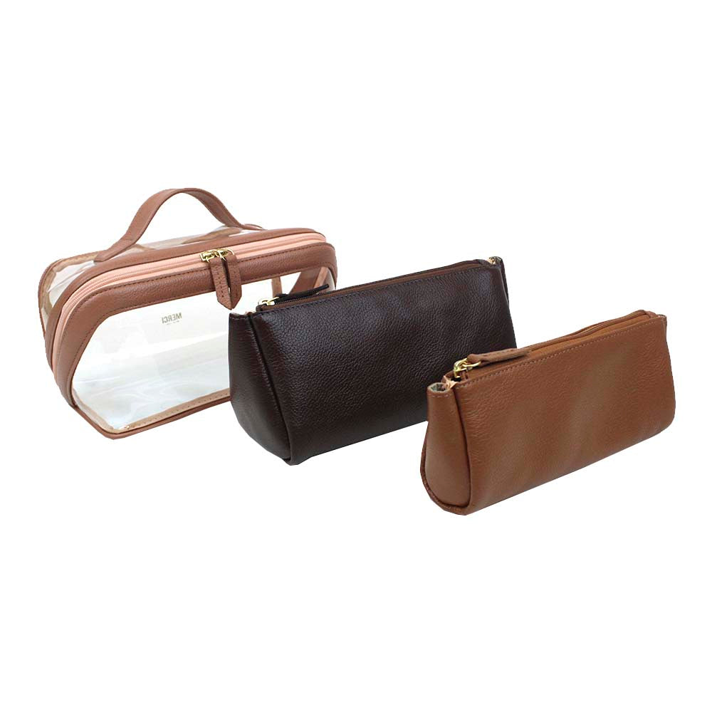 Kit Necessaire Norah em Couro e Vinil Personalizado