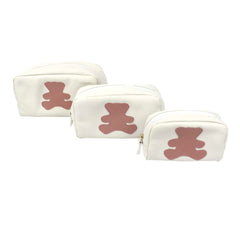 Kit Necessaire Little Bear Off White Liso com Algodão Doce Safiano Pronta Entrega