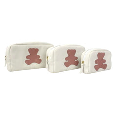 Kit Necessaire Little Bear Off White Liso com Algodão Doce Safiano Pronta Entrega