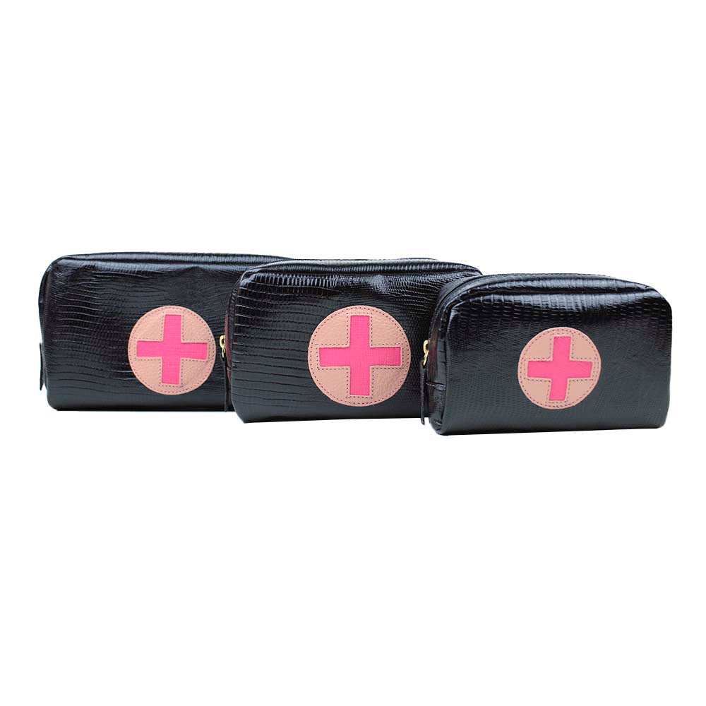 Kit Necessaire Remédio Preto Paris com Algodão Doce Liso e Pink Prada Pronta Entrega