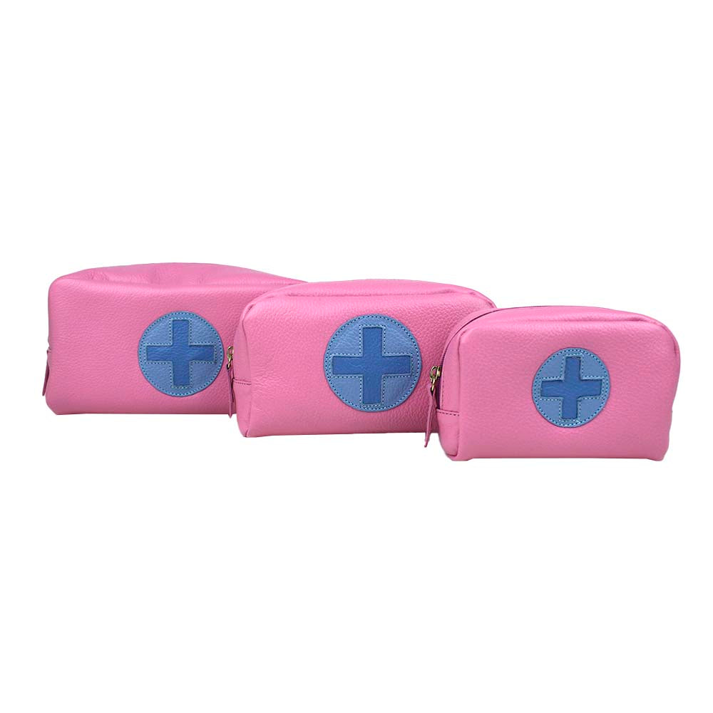 Kit Necessaire Remédio Rosa Orquídea com Sky e Beach Liso Pronta Entrega