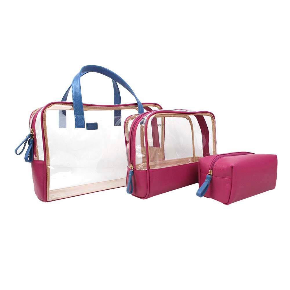 Kit Necessaire Vicky Pink Lesard com Beach Pronta Entrega