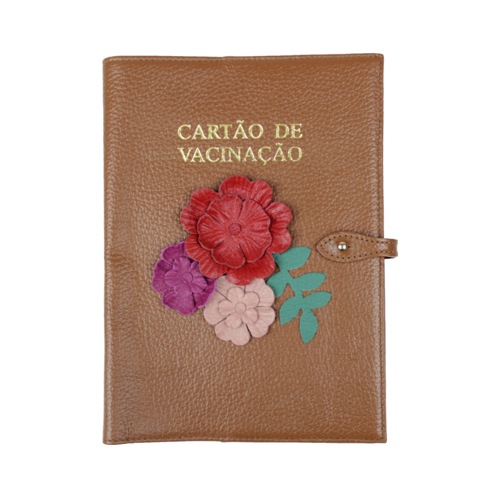 Porta Cartão de Vacina Le Jardin + Caderneta de Saúde Impressa em Couro Personalizado