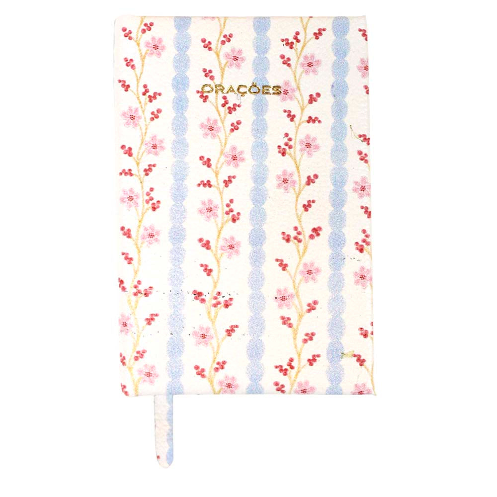 Livrinho de Orações By Mariana Jabur Estampa Sakura Gomos Azul Pronta Entrega