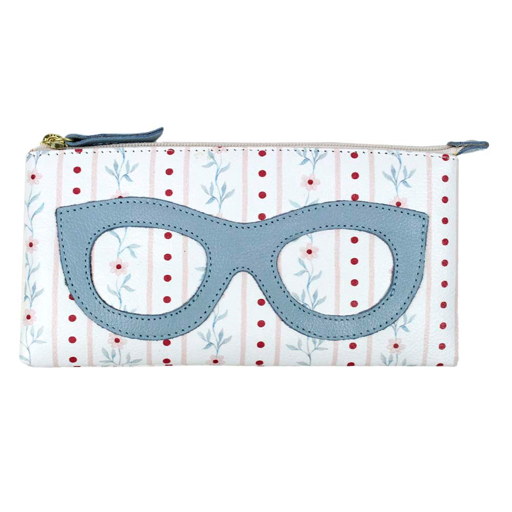 Porta Óculos Lunettes Estampa Blossom Stripe com Aqua Liso Pronta Entrega