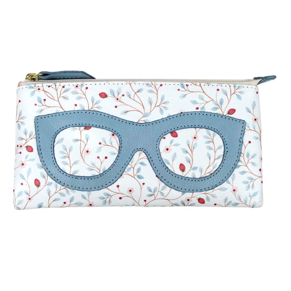 Porta Óculos Lunettes Estampa Blossom Tecido com Aqua Liso Pronta Entrega