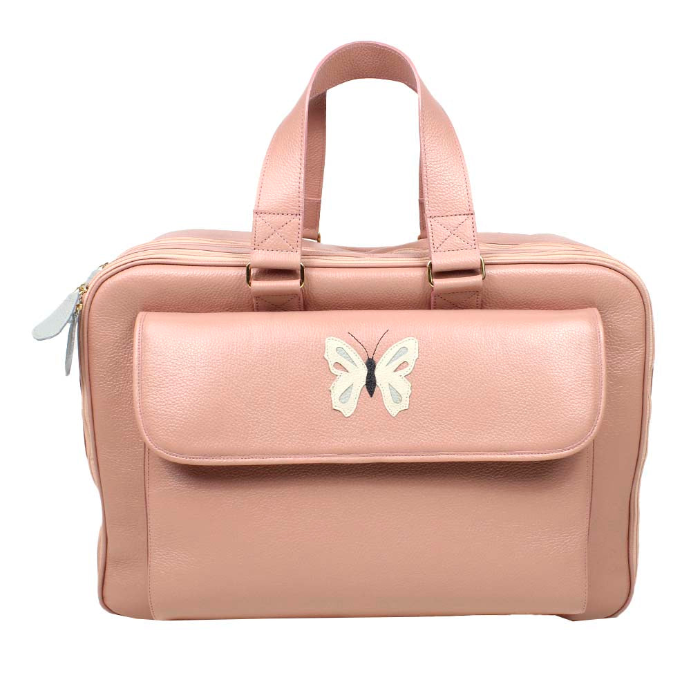Mala de Bebê Borboleta em Couro Personalizada