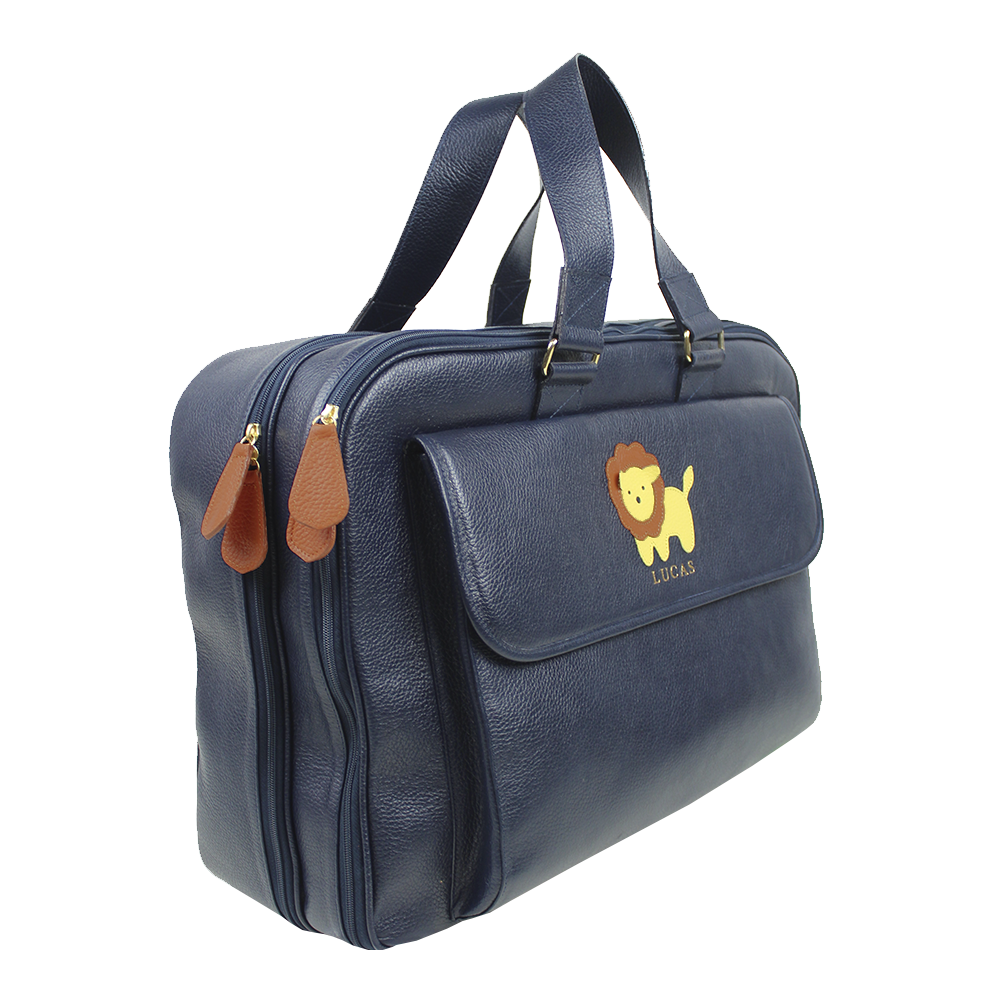 Mala de Bebê Little Lion em Couro Personalizada
