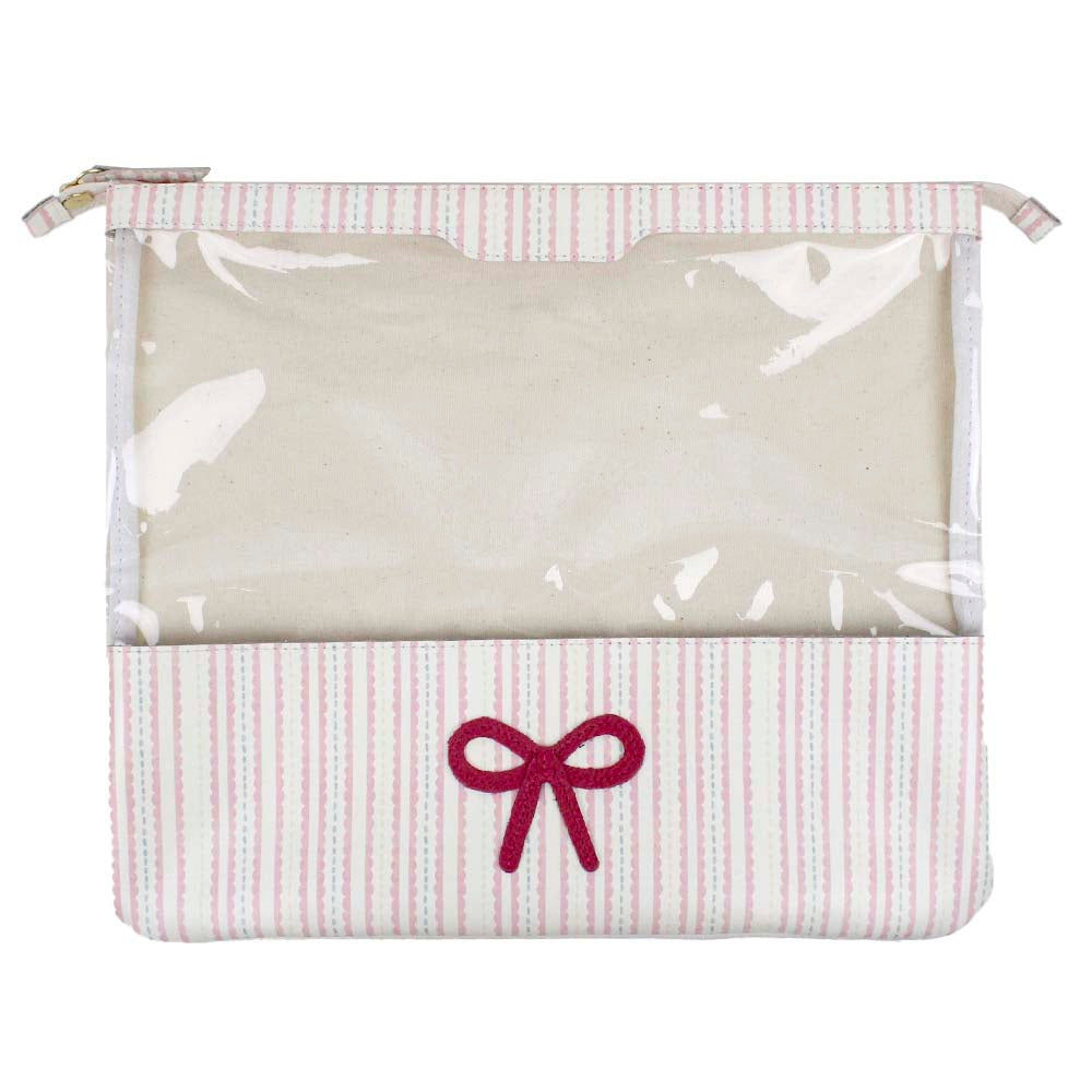 Mini Bag Look Laço Rococó Estampa Listrado Pontilhado Rosa com Chiclete Pronta Entrega